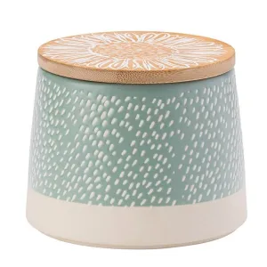 David Mason 11cm Blue Artisan Flower Canister with Bamboo Lid