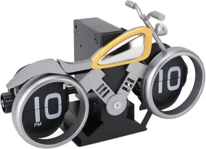 Desk Clock, Motorcycle Shape Flip Clock for Bedroom Table Clock Digital Flip Down Clock Vintage Bike ModelDesk Clock for Office, Home, Bed Room