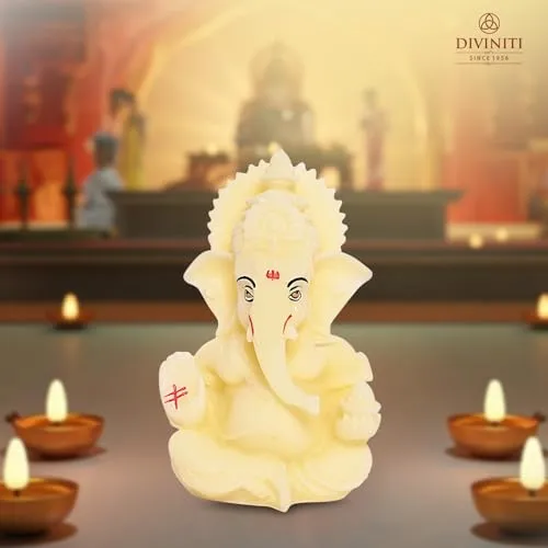 DIVINITI 3D Ganesh Idol for Office Desk Puja Room God Ganesha Idol for Home Decor Ganpati for Gift Office Table Shelves Gifting Idols (8.89 x 5.08 cm)