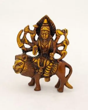Durga Sitting on Lion, 4 Brass