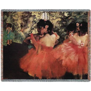 Edgar Degas© Dancers In Pink Woven Cotton Throw Blanket