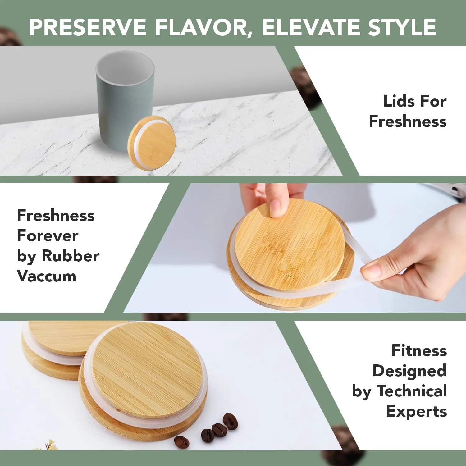 Ekhasa Ceramic Jar with Bamboo Lid for Multipurpose Kitchen Storage (800ml) (Grey) | Airtight Container Storage Jar for Kitchen | Tea, Coffee, Sugar, Snacks, Salt Container | Pickle Storage Barni