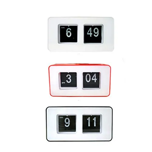 ELBME Electric Clock Creative Novelty Vintage RetroClock Flip Date Time Display AutoPager Electronic Clock (White)