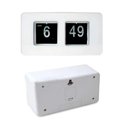 ELBME Electric Clock Creative Novelty Vintage RetroClock Flip Date Time Display AutoPager Electronic Clock (White)