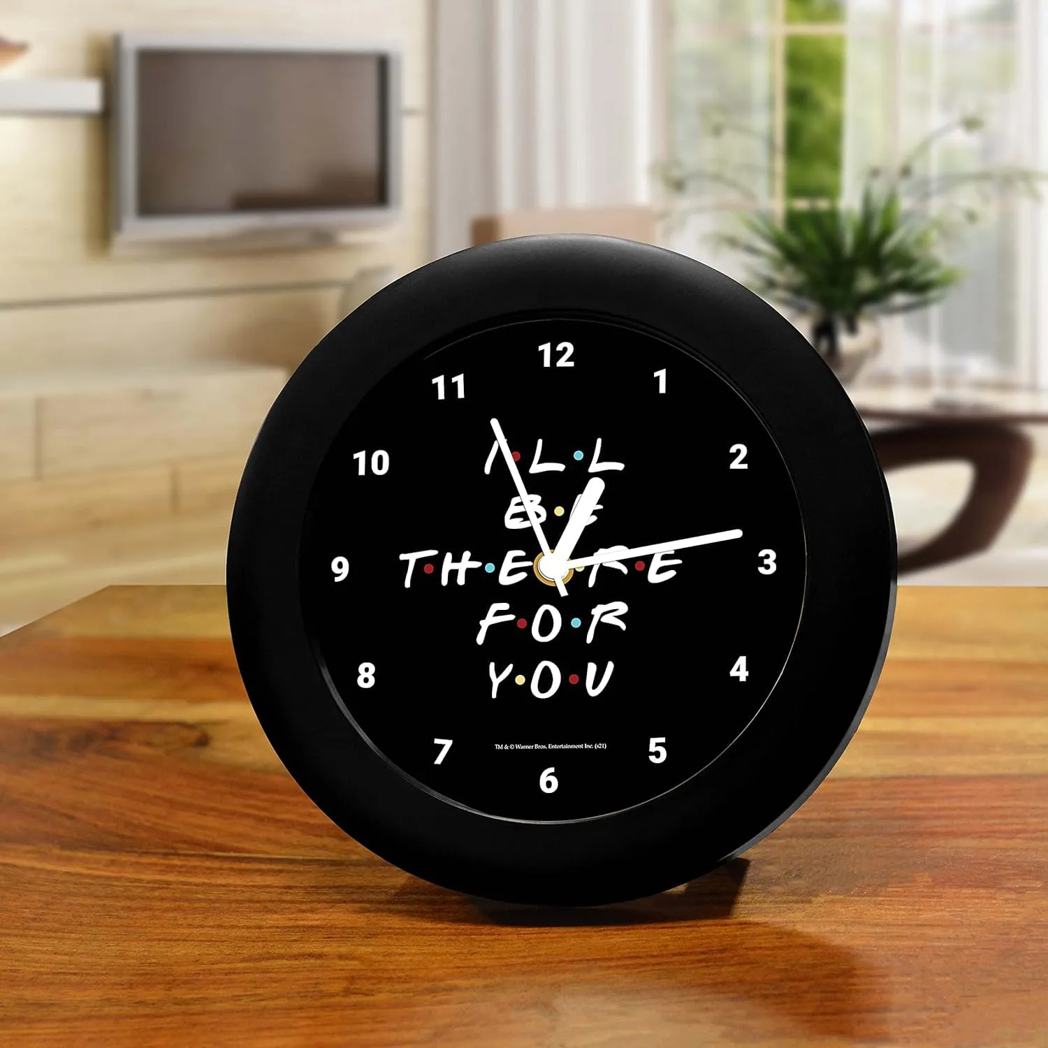 Epic Stuff - Friends TV Series - I'll Be There for You (Black) Round Table Clock (with Numbers) - Officially Licensed by Warner Bros, USA.