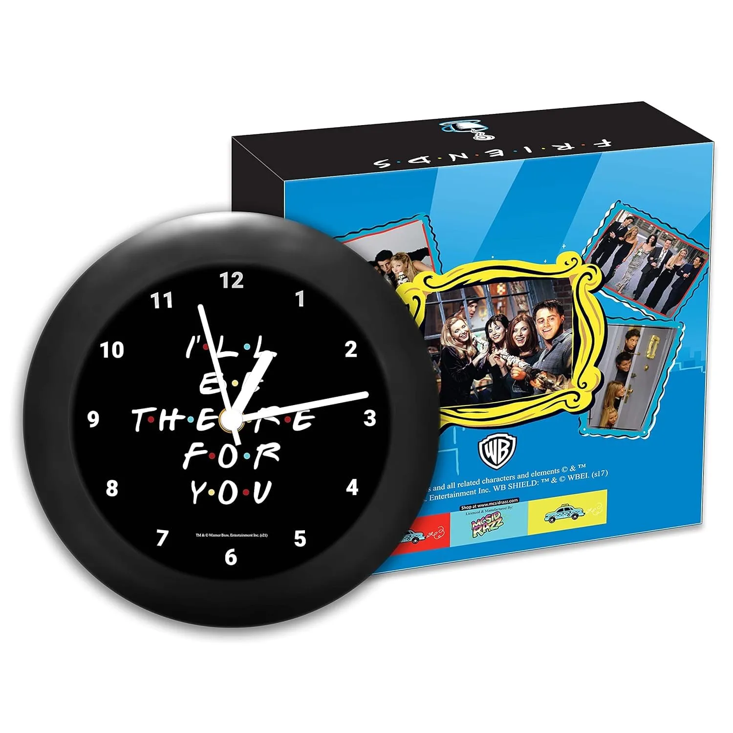 Epic Stuff - Friends TV Series - I'll Be There for You (Black) Round Table Clock (with Numbers) - Officially Licensed by Warner Bros, USA.