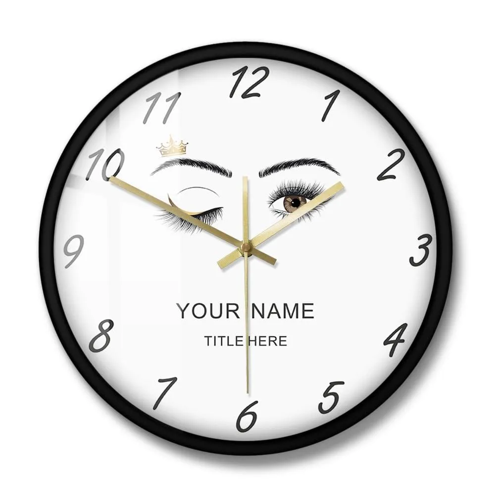Eyelashes Extensions Beauty Salon Studio Custom Wall Clock Lashes Girl Wink Eye
