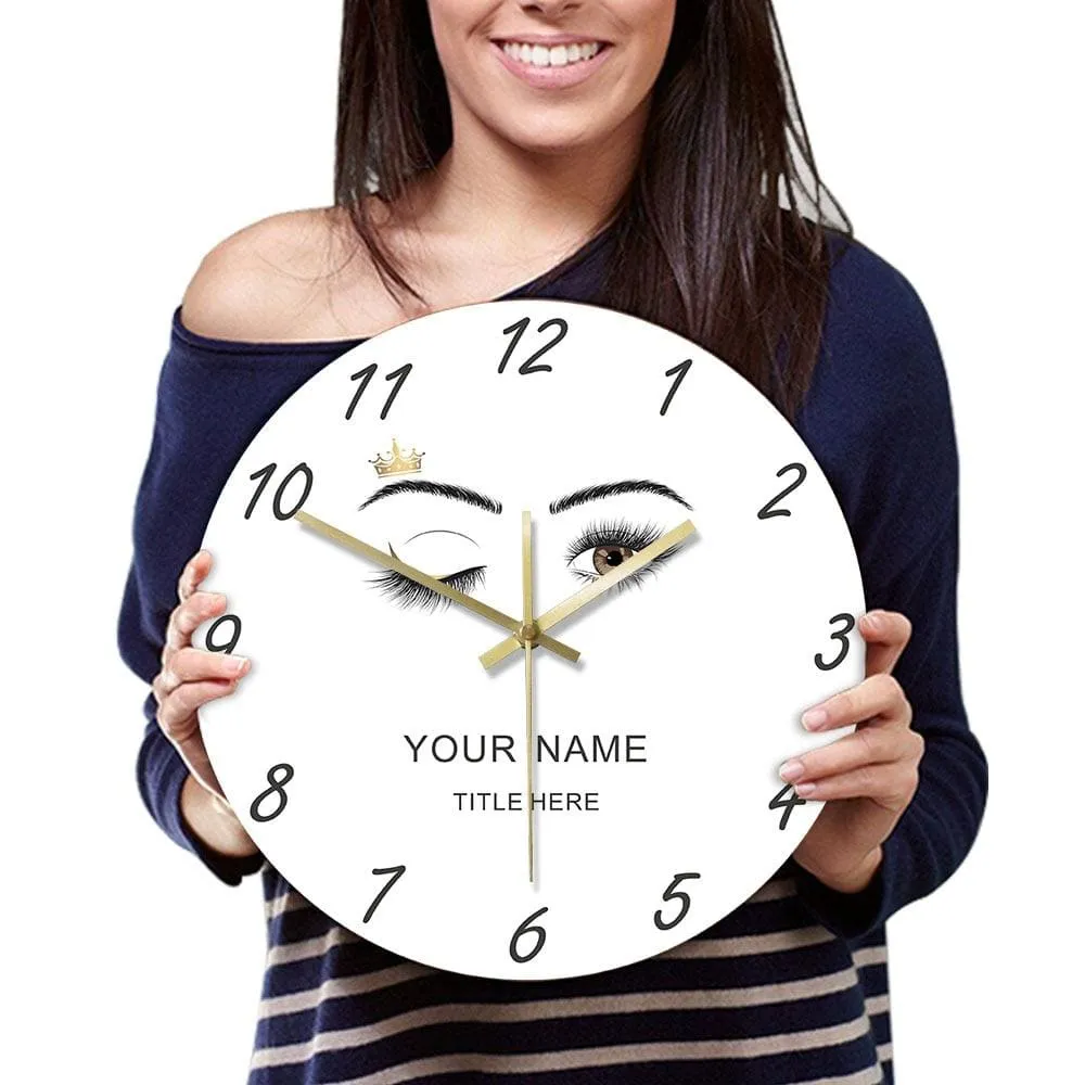 Eyelashes Extensions Beauty Salon Studio Custom Wall Clock Lashes Girl Wink Eye