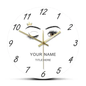 Eyelashes Extensions Beauty Salon Studio Custom Wall Clock Lashes Girl Wink Eye