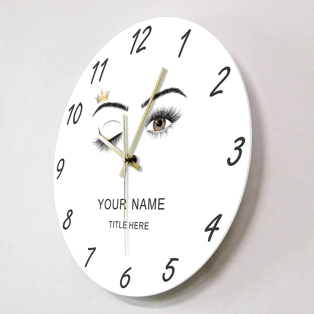 Eyelashes Extensions Beauty Salon Studio Custom Wall Clock Lashes Girl Wink Eye