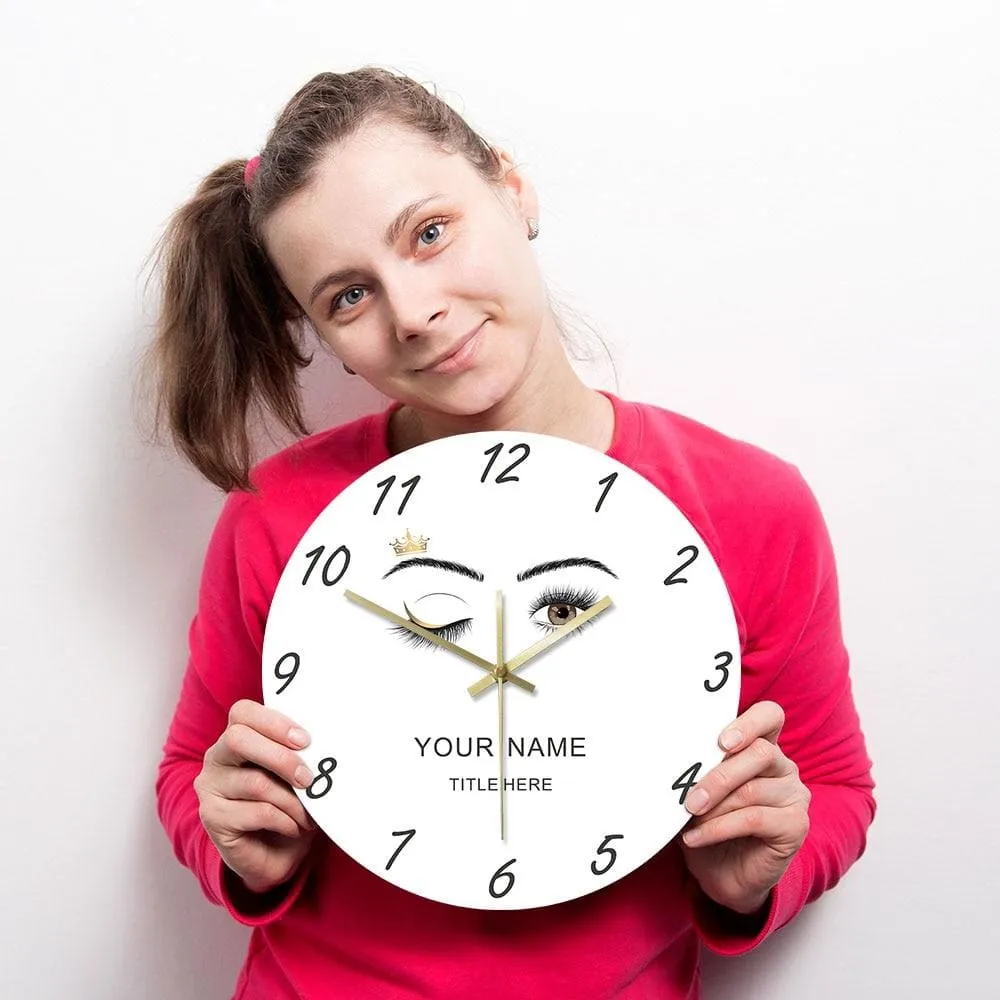 Eyelashes Extensions Beauty Salon Studio Custom Wall Clock Lashes Girl Wink Eye