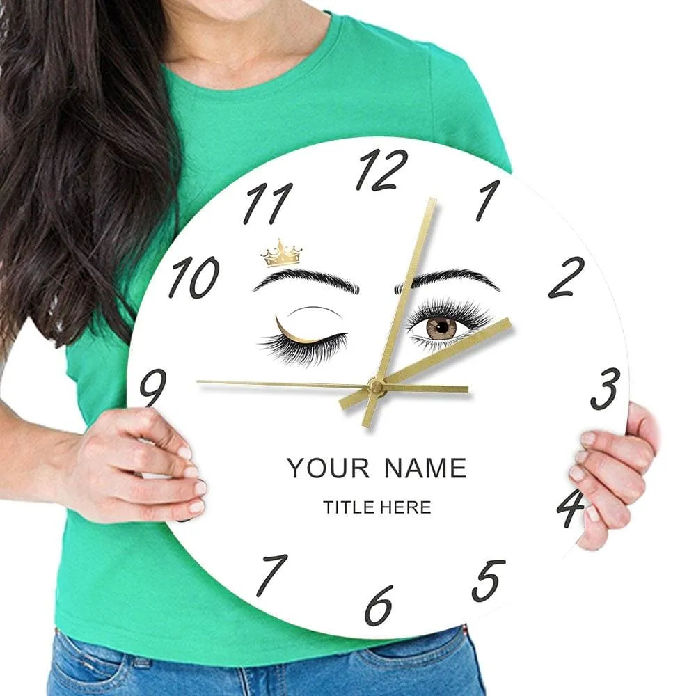 Eyelashes Extensions Beauty Salon Studio Custom Wall Clock Lashes Girl Wink Eye