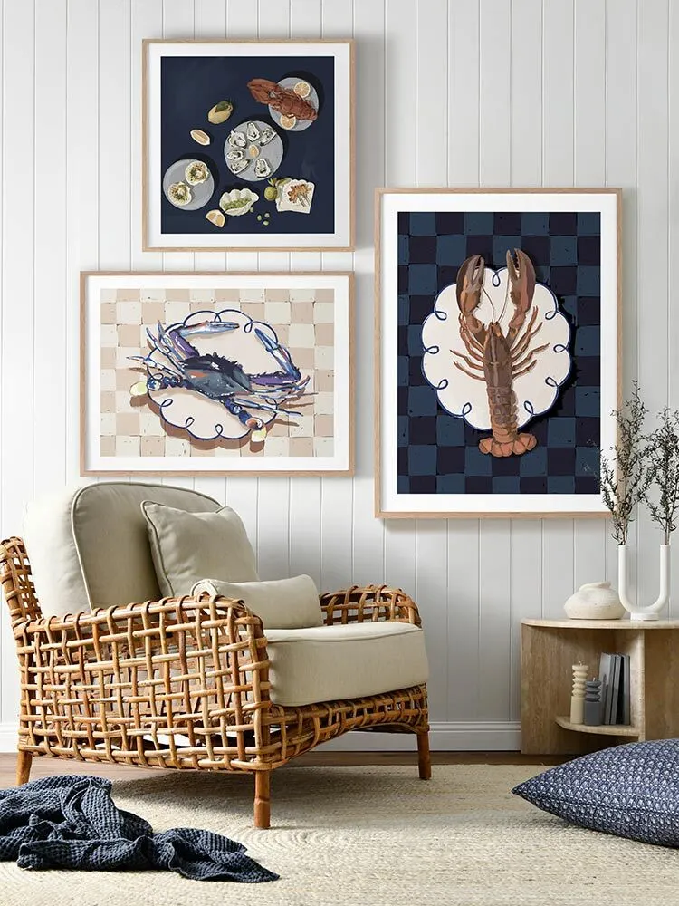 Family Gathering Deep Blue Framed Art Print