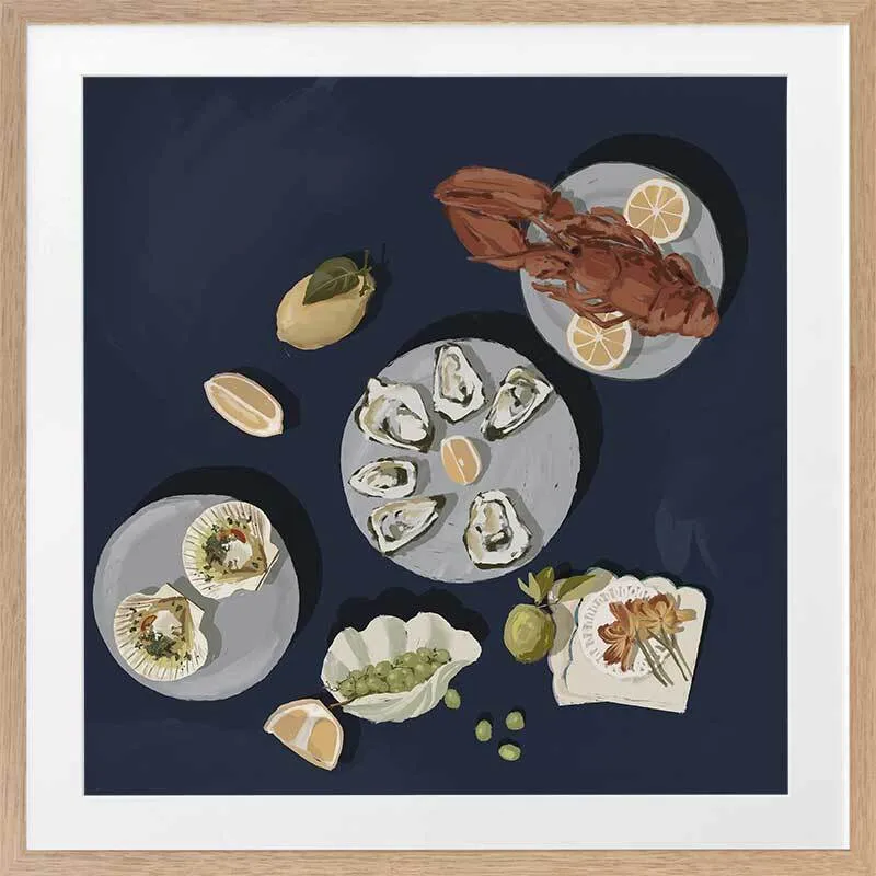 Family Gathering Deep Blue Framed Art Print