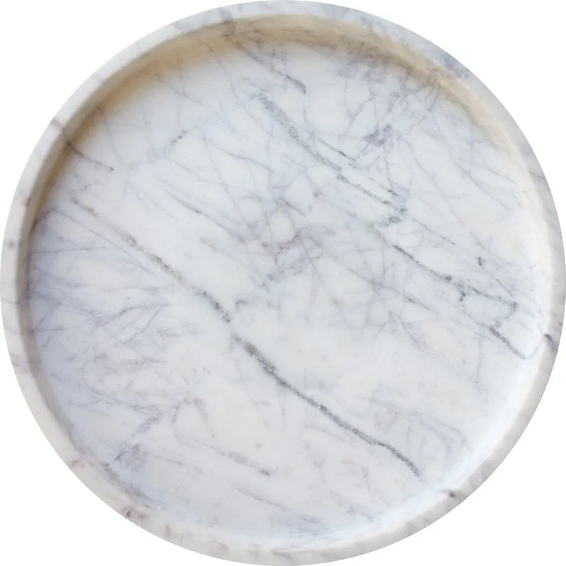 Favia Round Marble White Coffee Table Tray