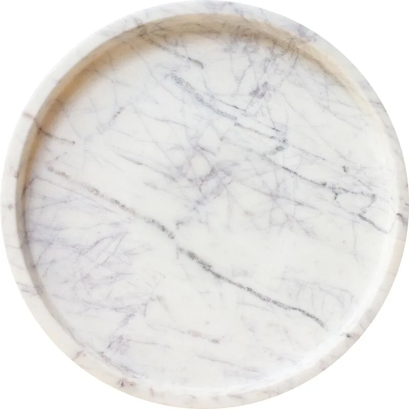 Favia Round Marble White Coffee Table Tray