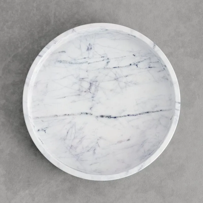 Favia Round Marble White Coffee Table Tray