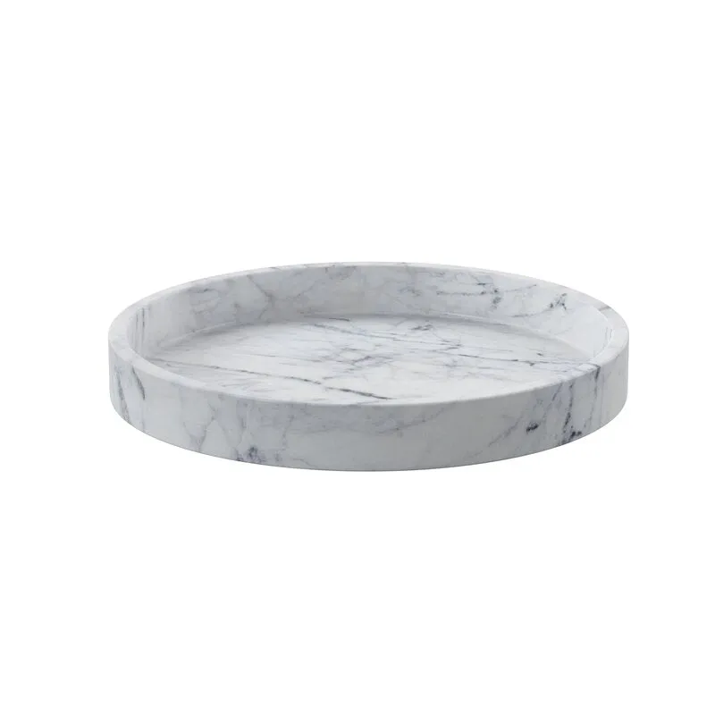 Favia Round Marble White Coffee Table Tray