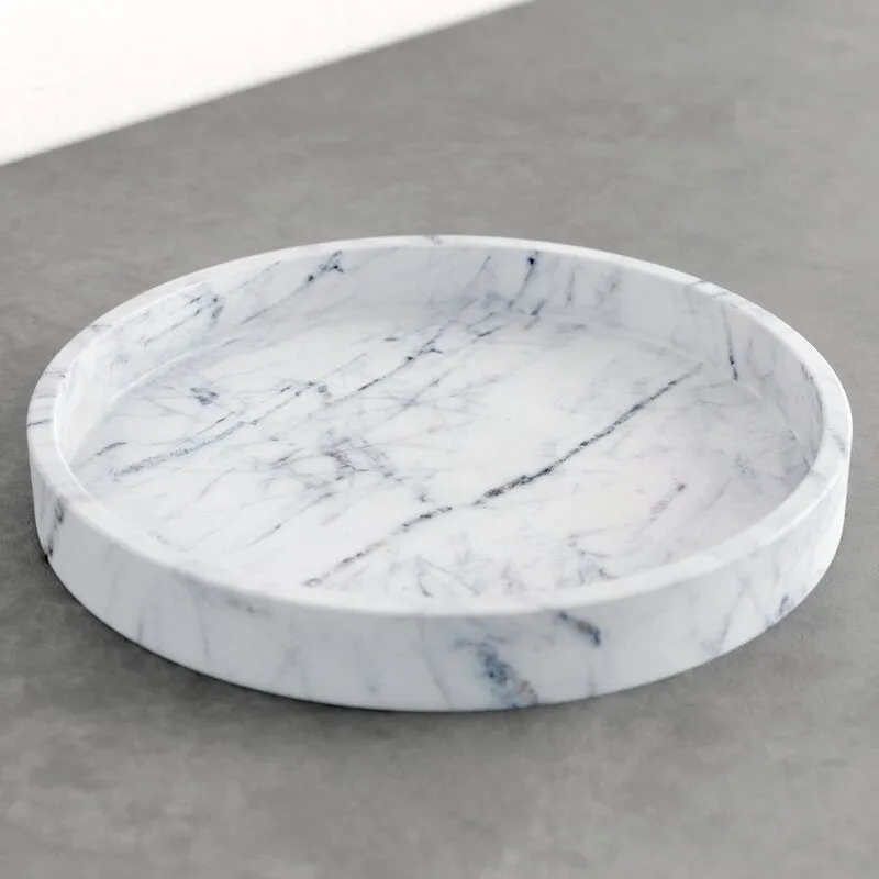 Favia Round Marble White Coffee Table Tray
