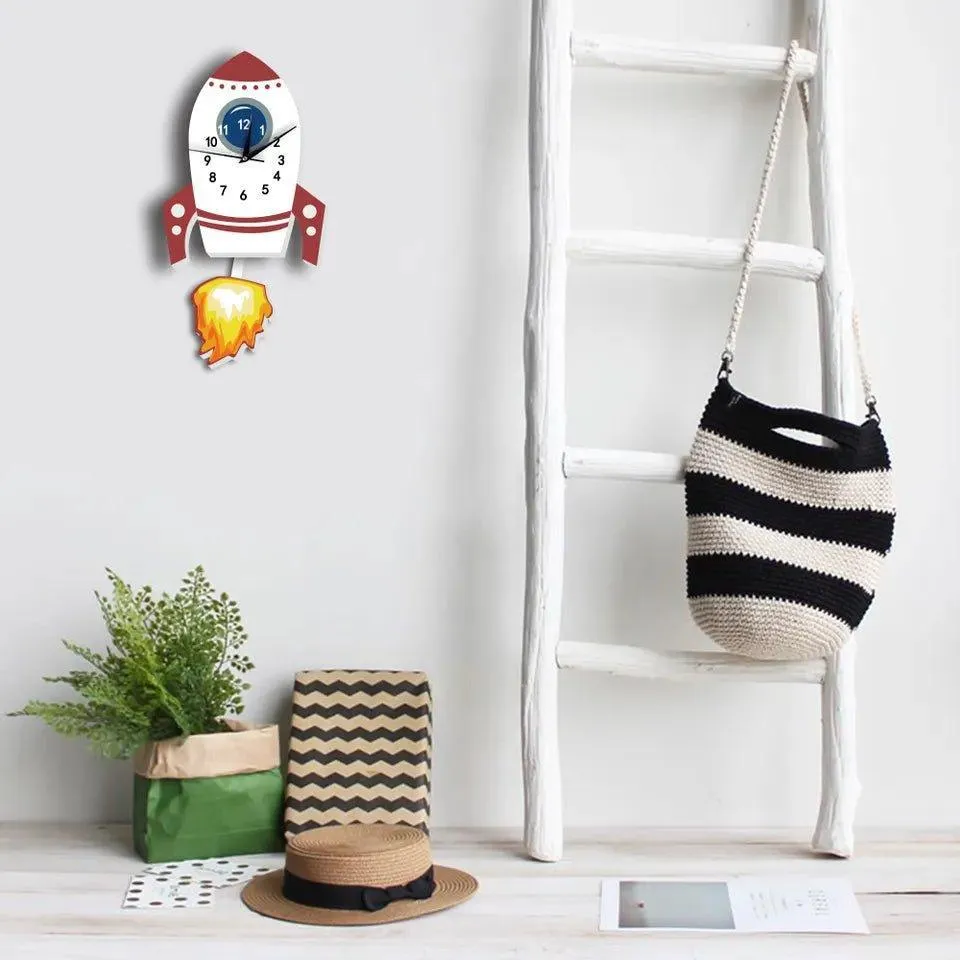 Flying Rocket Kid's Wall Clock