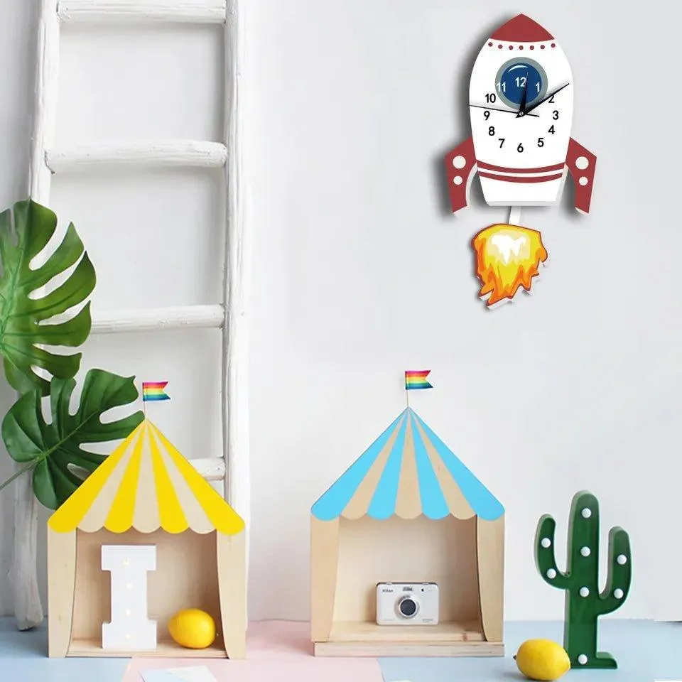 Flying Rocket Kid's Wall Clock