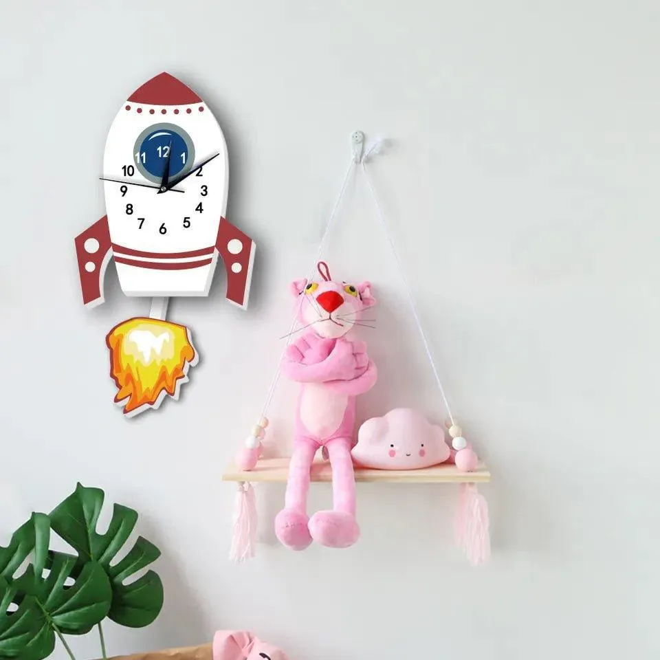 Flying Rocket Kid's Wall Clock