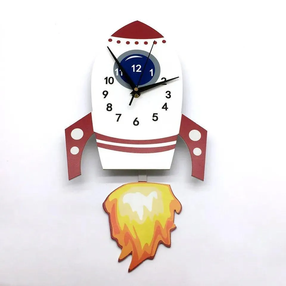 Flying Rocket Kid's Wall Clock