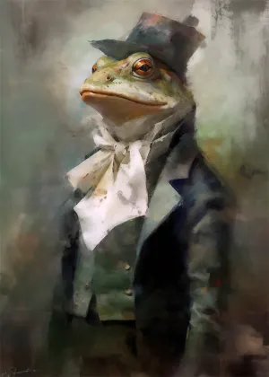 Frog Head Painting Renaissance Style Portrait