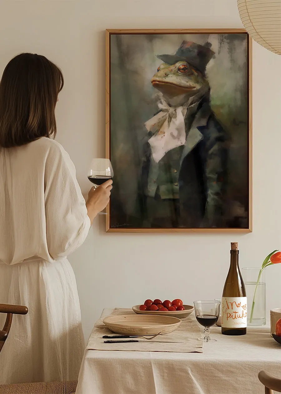 Frog Head Painting Renaissance Style Portrait