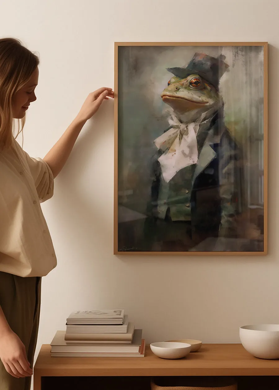 Frog Head Painting Renaissance Style Portrait