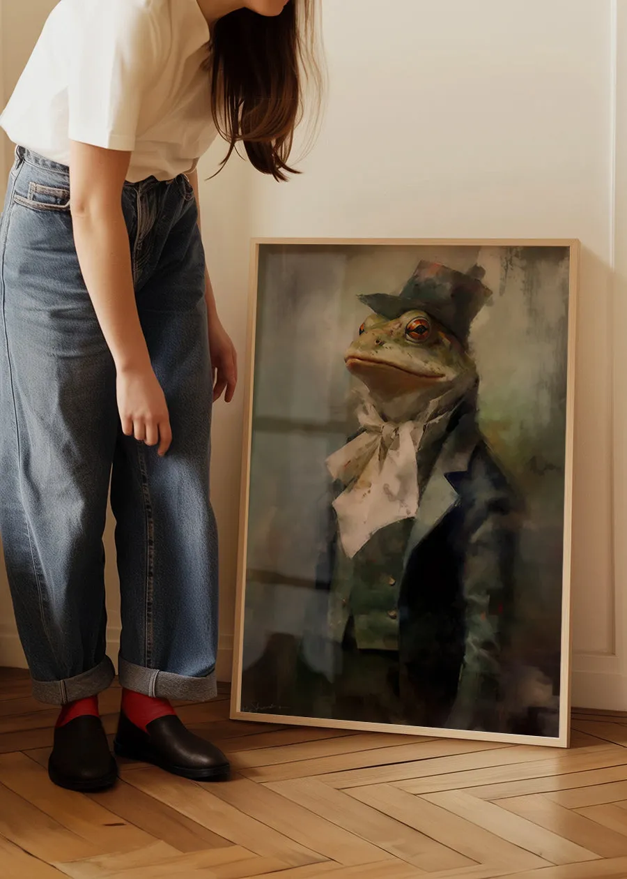Frog Head Painting Renaissance Style Portrait