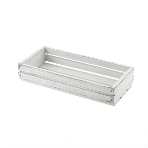 Genware White Wash Wooden Crate 25 x 12 x 5cm - Pack 1