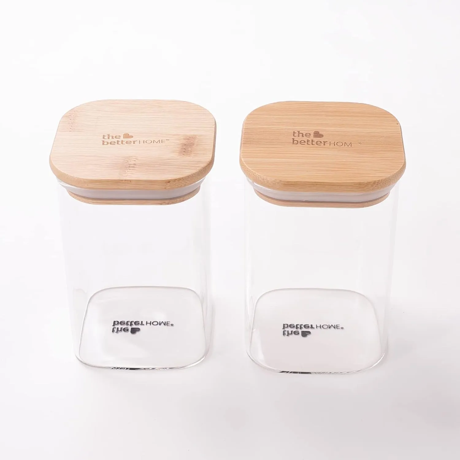 Gleevers X The Better Home Zen Series Glass Jars for Kitchen Storage (600ml) Kitchen Container Set and Storage Box, Glass Container with Lid | Air Tight Containers for Kitchen Storage, Pack of 2