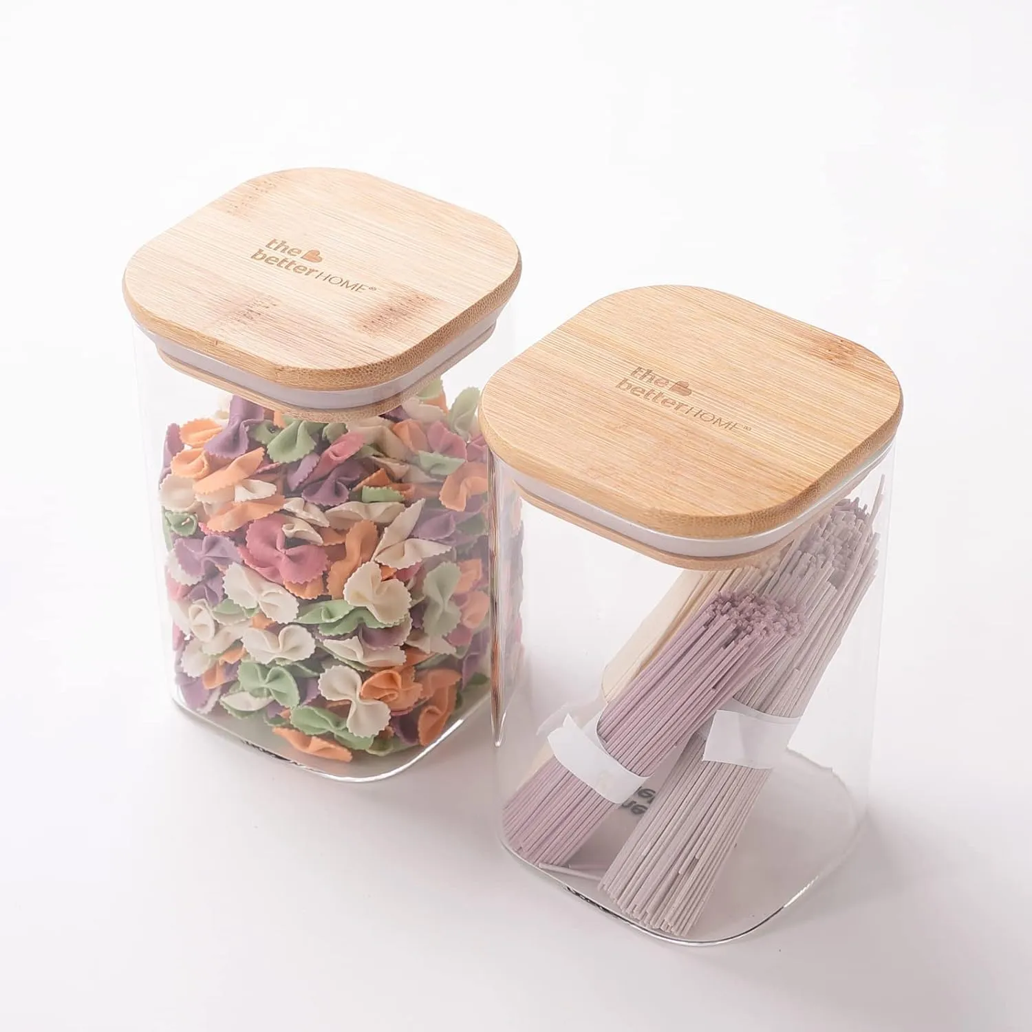Gleevers X The Better Home Zen Series Glass Jars for Kitchen Storage (600ml) Kitchen Container Set and Storage Box, Glass Container with Lid | Air Tight Containers for Kitchen Storage, Pack of 2