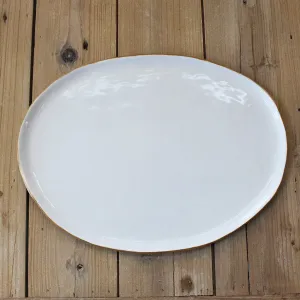 Gold and White Large Oval Platter
