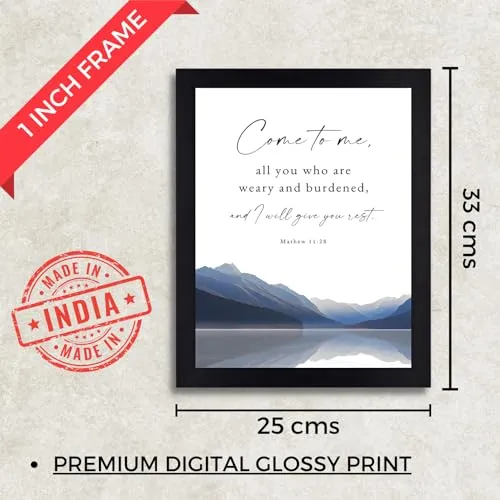 Interio Crafts Bible Verse Wall Frame - Inspirational Jesus Quote Poster for Home and Office Wall Decor - Synthetic Wood, 13x10 Inches.