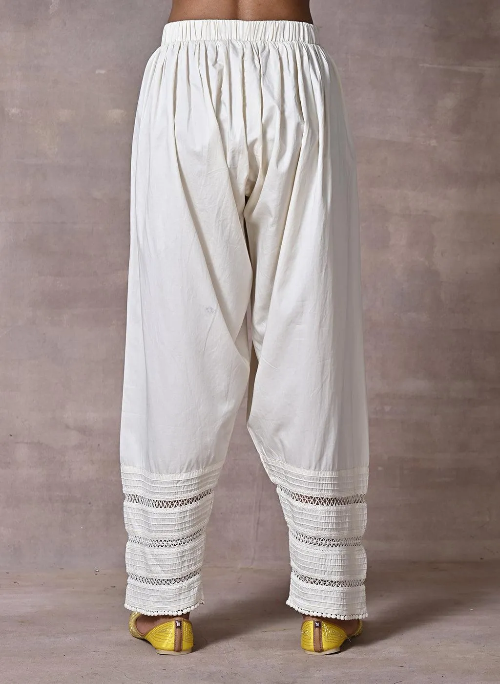 Ivory Salwar with Elastic Waist Band & Pleats