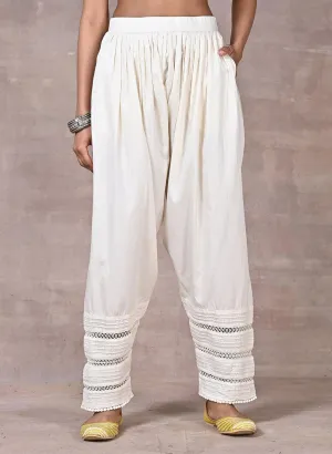 Ivory Salwar with Elastic Waist Band & Pleats