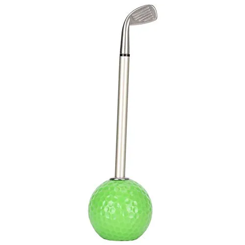 KAKK Green Golf Club Pen Alloy Desktop Golf Ball Pen Stand Holder Desk Ornament Gifts with Clock