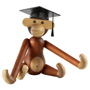 Kay Bojesen Monkey with Graduation Cap, Small, Teak/Limba