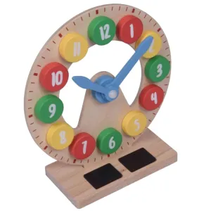 Kidken Montessori Wooden Table Top Clock Toy | Wooden Clock Toy/Magnetic Montessori Clock | Teach 12hr & 24 hr in one Toy | Write & Show time or Set time & Write time | Montessori Toy for 4  Yrs Kids