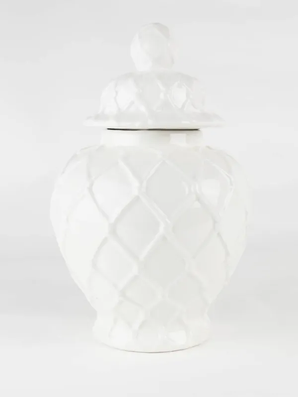 Kitty & Jack Wedding Registry - White Textured Large Ginger Jar