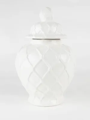 Kitty & Jack Wedding Registry - White Textured Large Ginger Jar