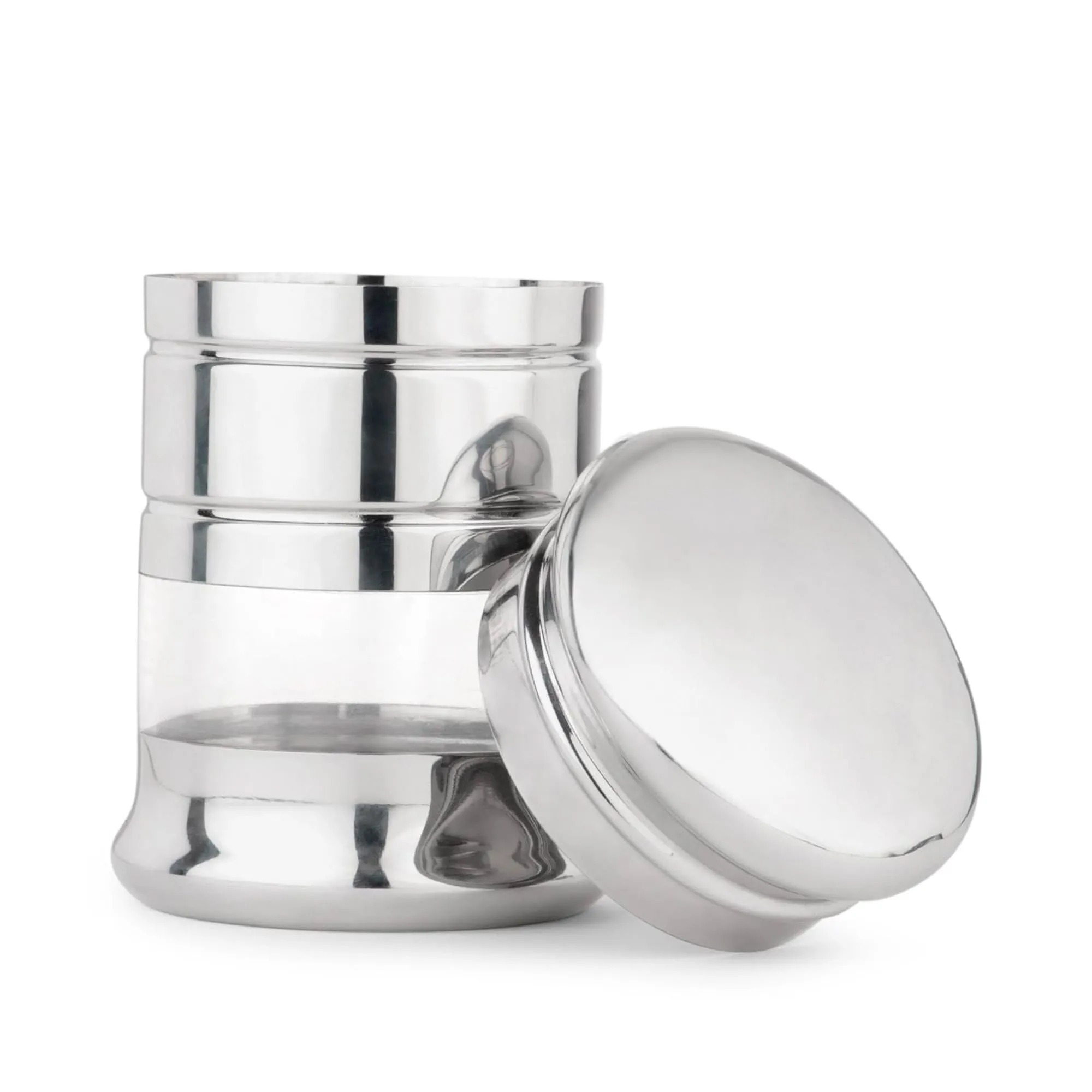Kuber Industries Stainless Steel Transparent See Through Air Tight Containers for Kitchen Storage with Lid | Scratch Resistent Dry Fruits, Dal and Pulses Organiser Set | Silver