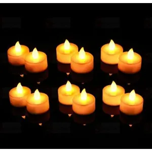 LAMPJUNCTION 12 Pcs Flameless and Smokeless Decorative Acrylic Candles Led Tea Light Candle for Gifting, House, Diwali, Christmas, Festival, Events Decor Candles (12 Pieces, Yellow, 2 cm)