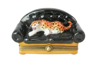 Leopard on Black Couch