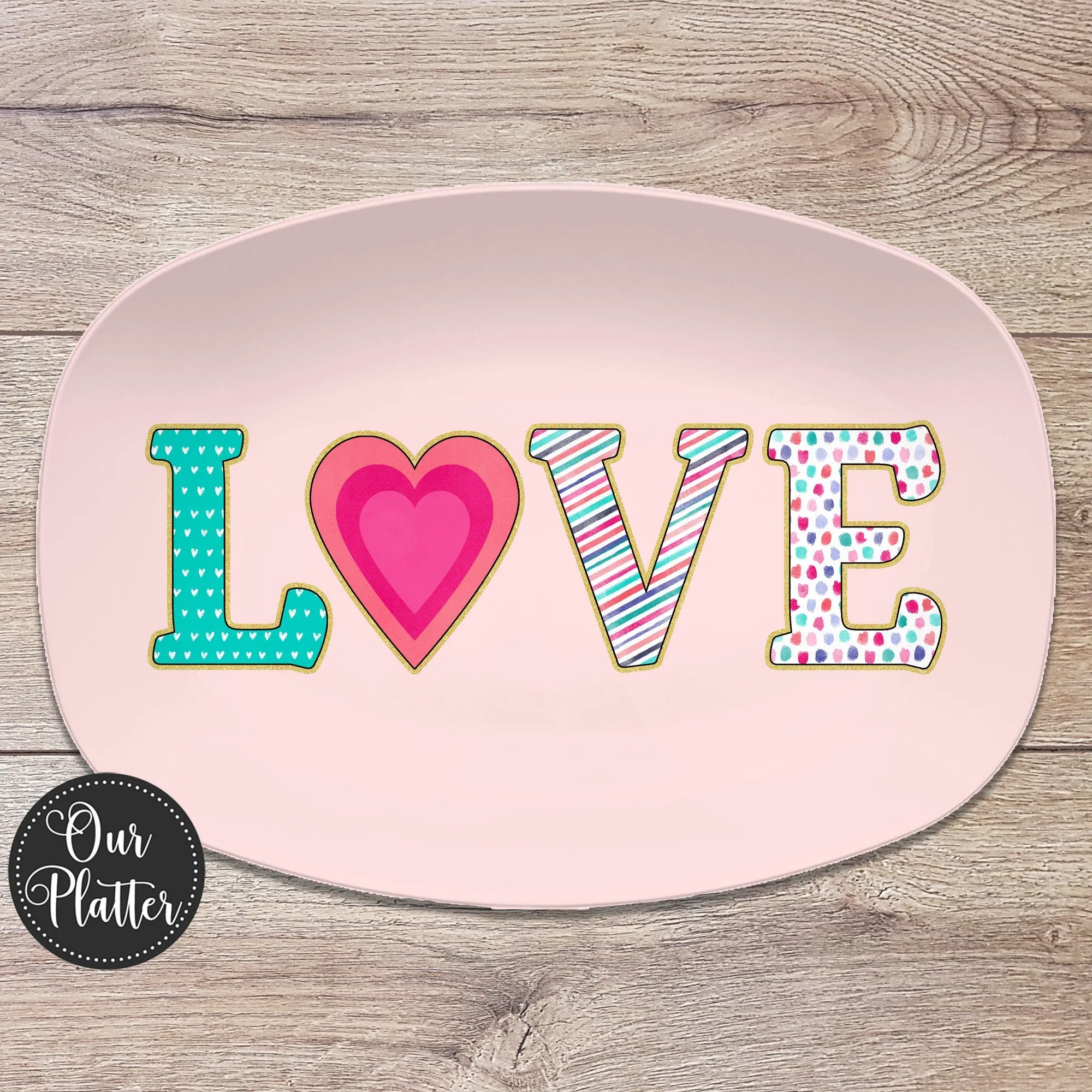 Love Heart Valentine Personalized Platter