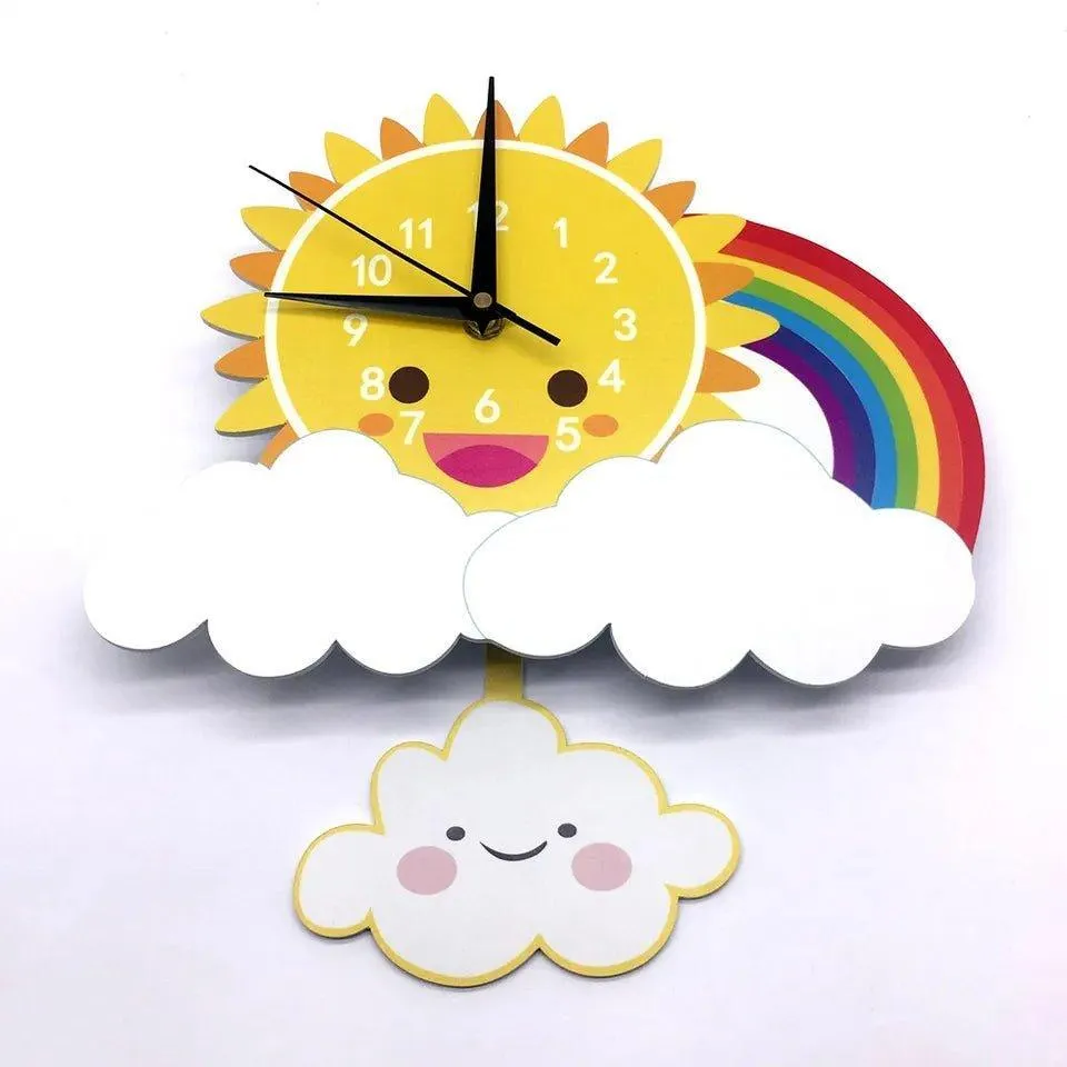 Magical Sun Rainbow Nursery Wall Clock