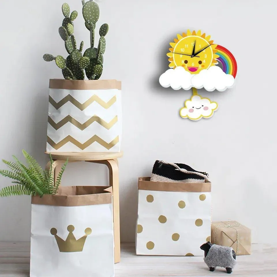 Magical Sun Rainbow Nursery Wall Clock