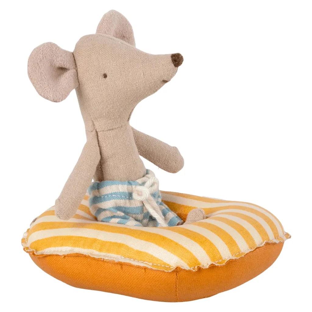 Maileg Toys Mouse Beach Small Rubber Boat Yellow Stripes